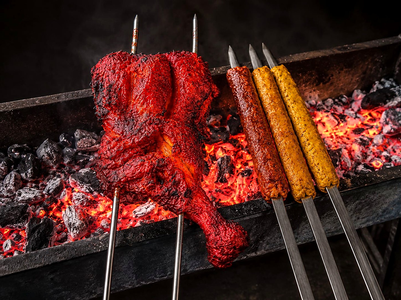 Charcoal grill in full swing