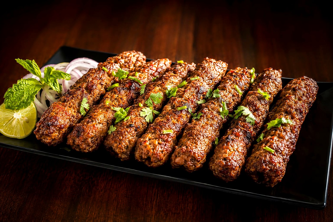 Mutton seekh kebabs off the skewer